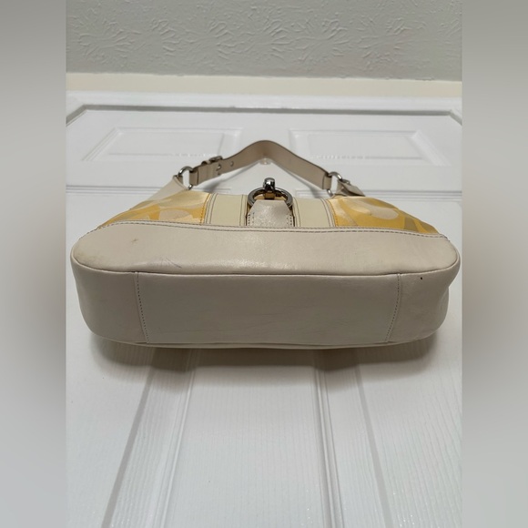 Vintage COACH HOBO SHOULDER BAG PURSE YELLOW WHITE F13336 SPRING SUMMER - Picture 5 of 13